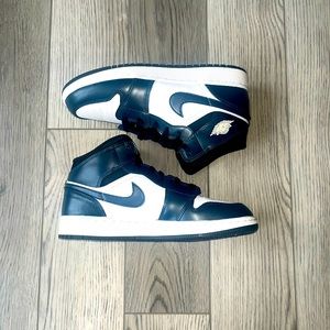 Jordan 1 Mid Armory Blue and White. Size 7y. Gently worn condition